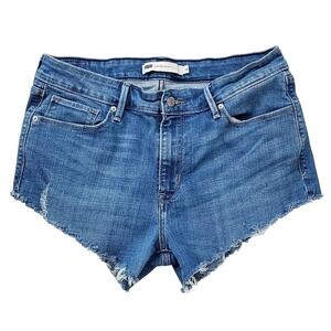 Levi's (Womens Size 14/32") Mid Rise Skinny Cutoff Blue Denim Jean Shorts
